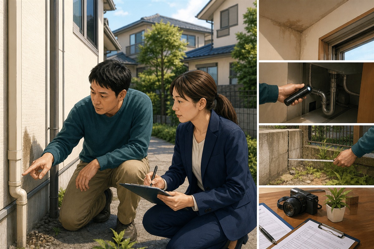売主と不動産会社が告知内容を確認する挿絵