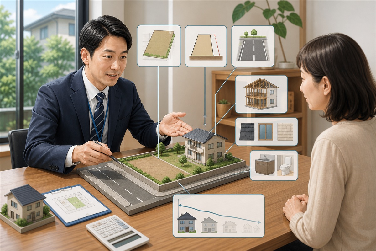 固定資産税評価額について説明を受ける場面