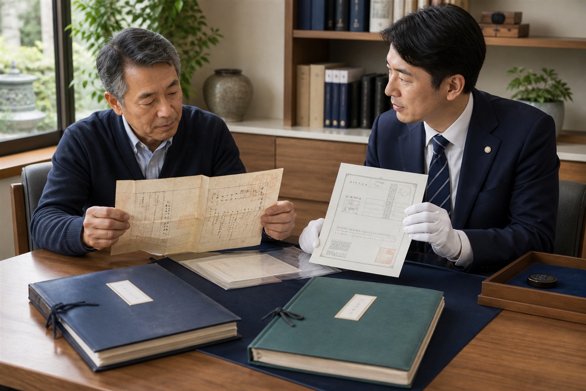 権利証と登記識別情報を確認する挿絵