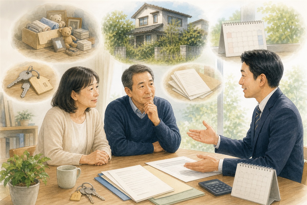 空き家所有者が複数の不安を相談する場面