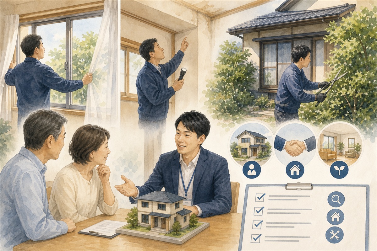 空き家の管理と活用について相談する場面