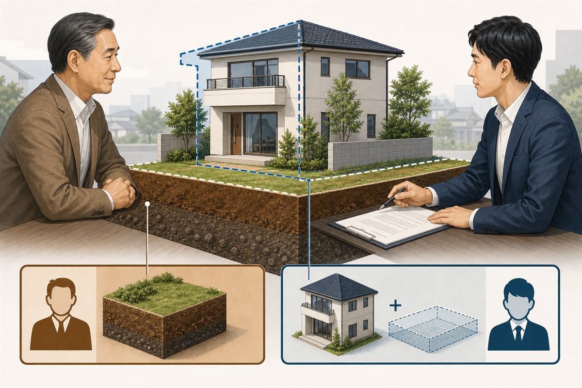 底地における地主と借地人の権利関係を説明する挿絵