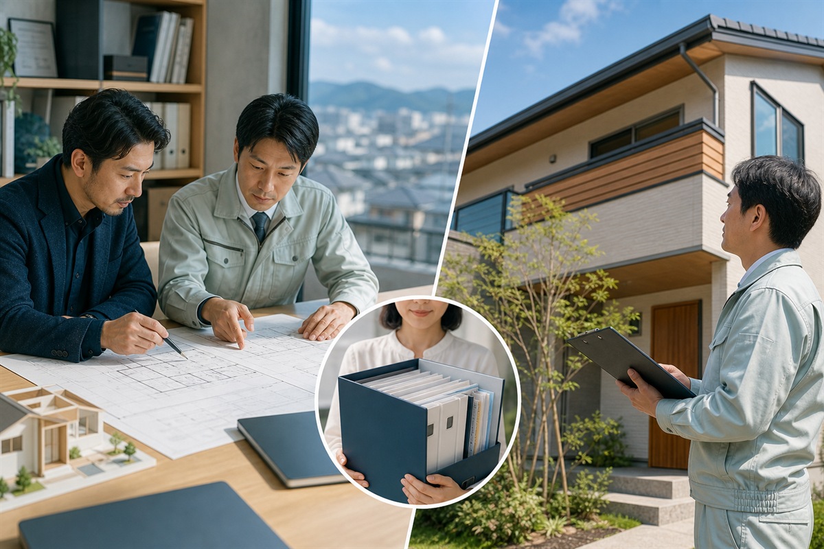 建築前の確認と完成後の検査を示す挿絵