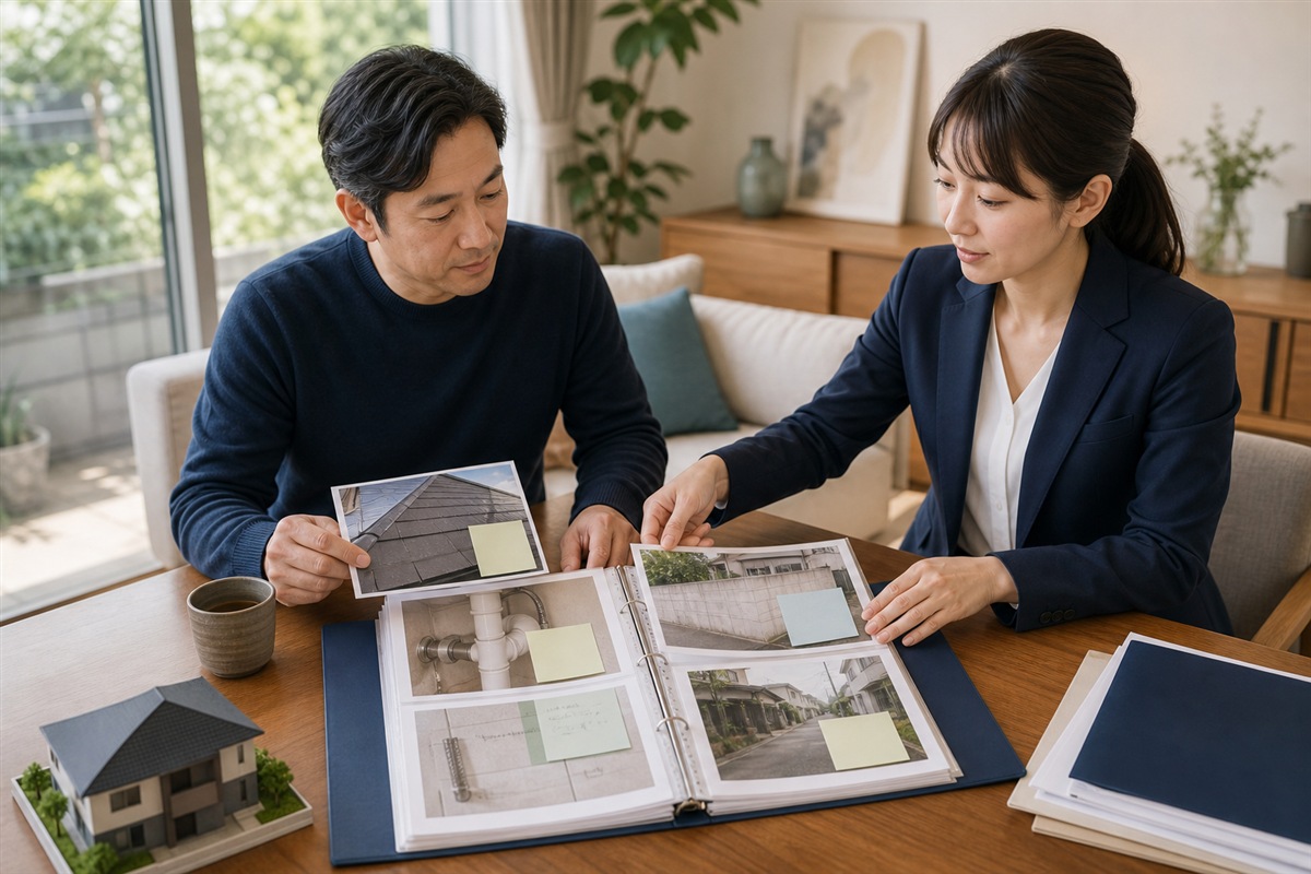 売主が物件状況報告書を確認する挿絵
