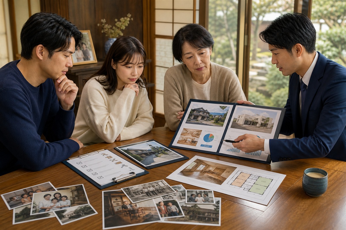 実家を売るか貸すか家族で相談する挿絵