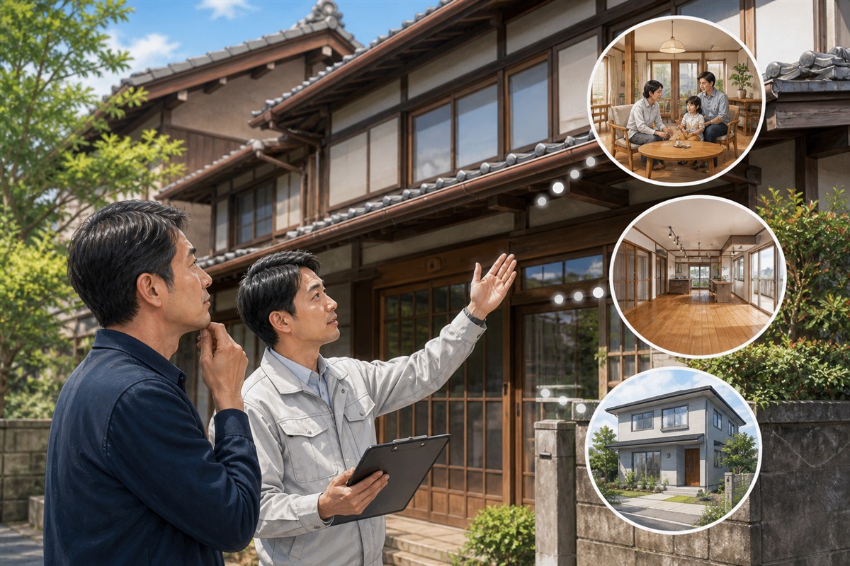 築古住宅の建物評価を専門家と確認する挿絵