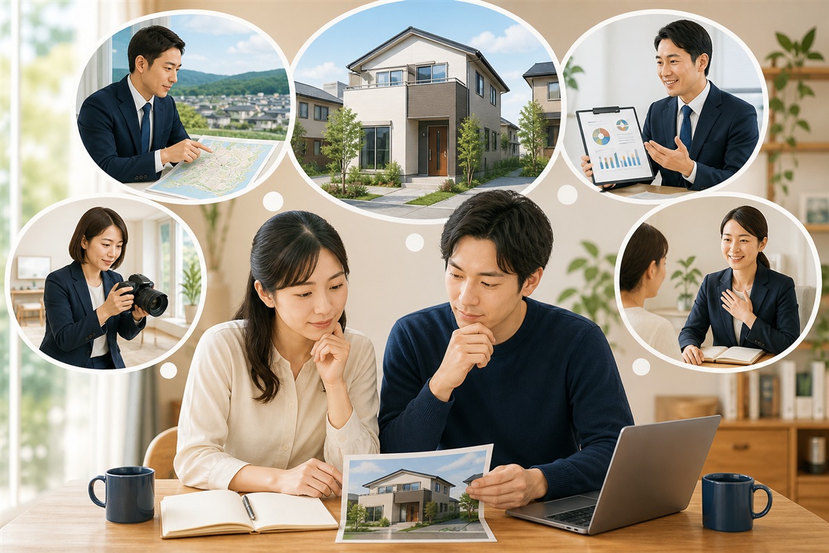複数の不動産会社の特徴を比較する場面